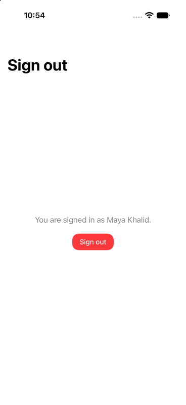Settings sign out