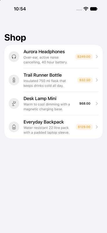 Shop list