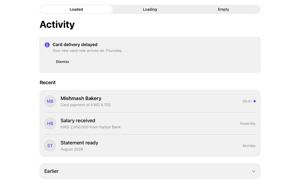 activity-feed on iPad, light