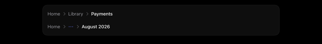 breadcrumb on iPad, dark