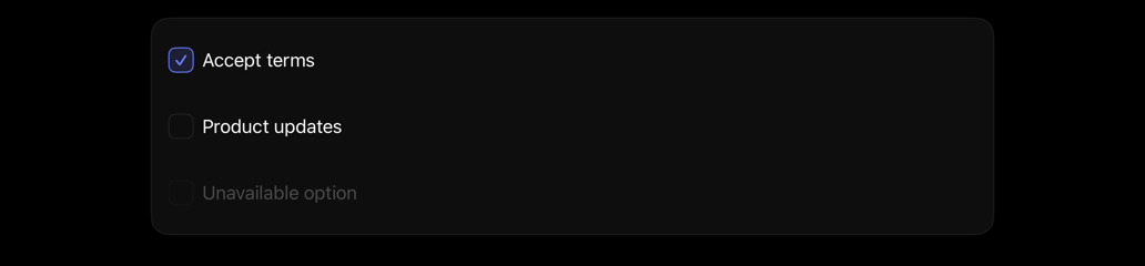 checkbox on iPad, dark