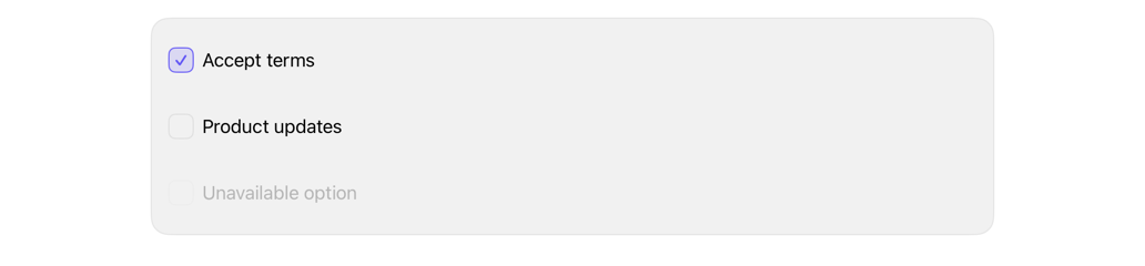 checkbox on iPad, light