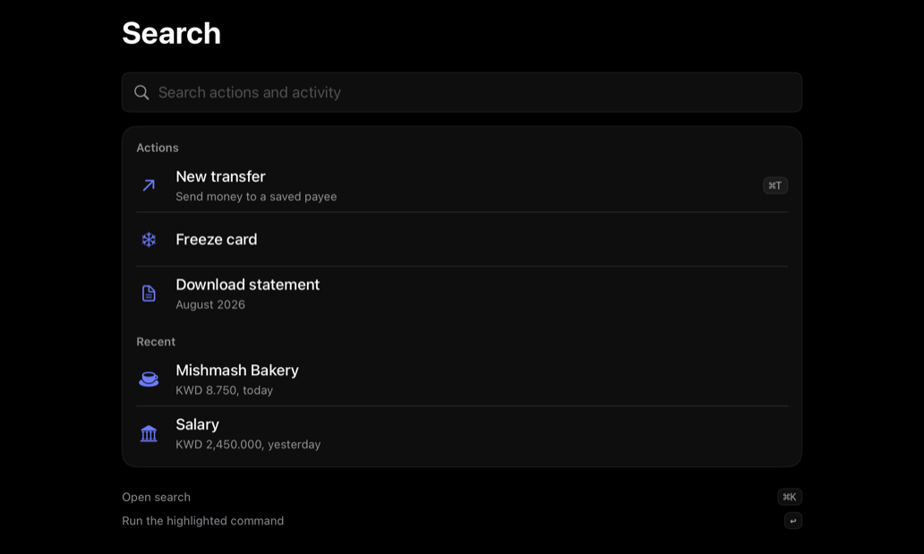 command-search on iPad, dark
