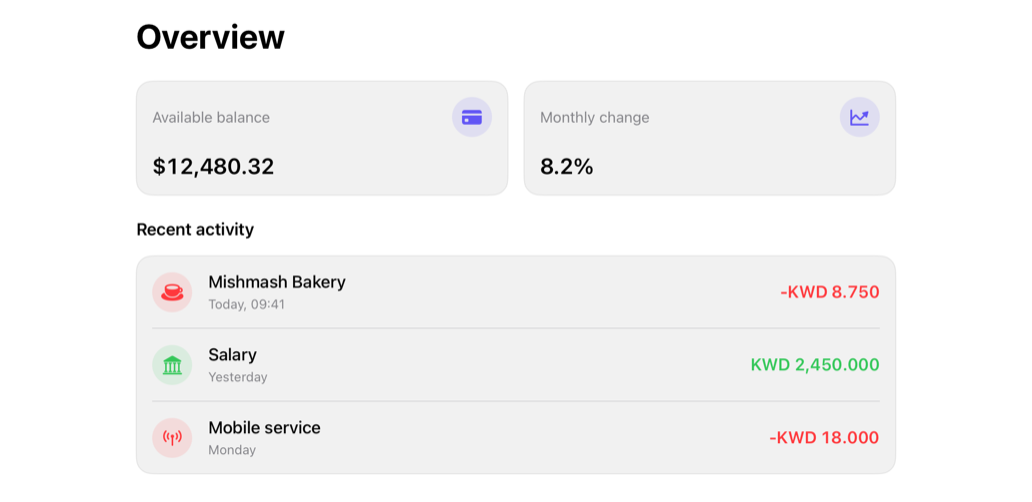 finance-overview on iPad, light