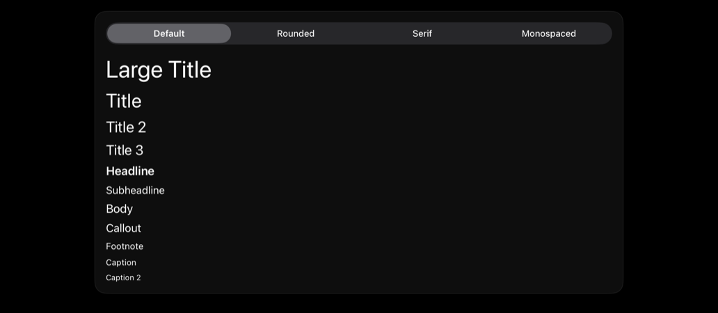 typography on iPad, dark