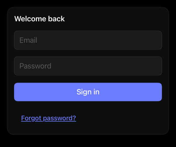 auth-form preview, dark