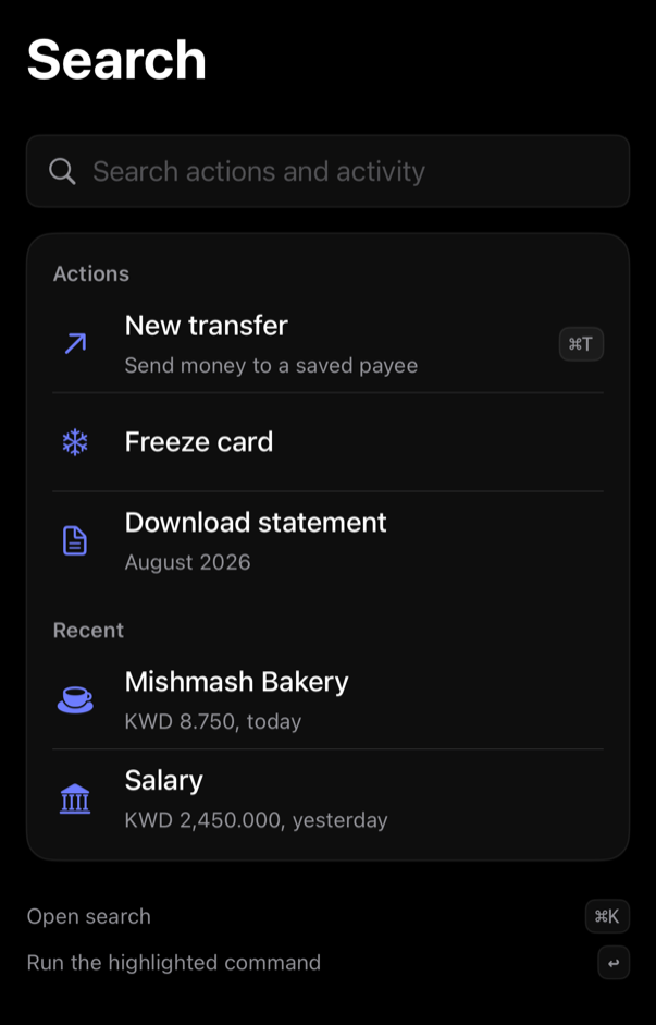 command-search preview, dark
