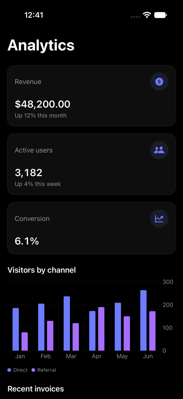 dashboard preview, dark