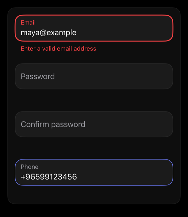 validated-input preview, dark